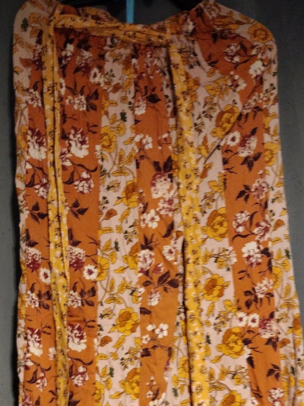 Angie Women's NWT Wide Leg Palazzo Pants Orange Yellow Boho Floral